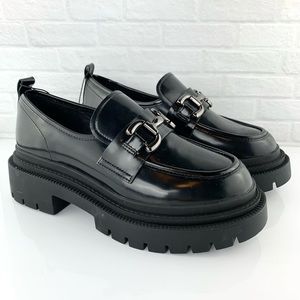 NEW! Madden Girl Malone Chunky Block Heel Loafer Black Size 9.5